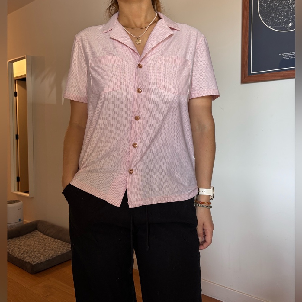 Casual Pink Button-Down Shirt for Women